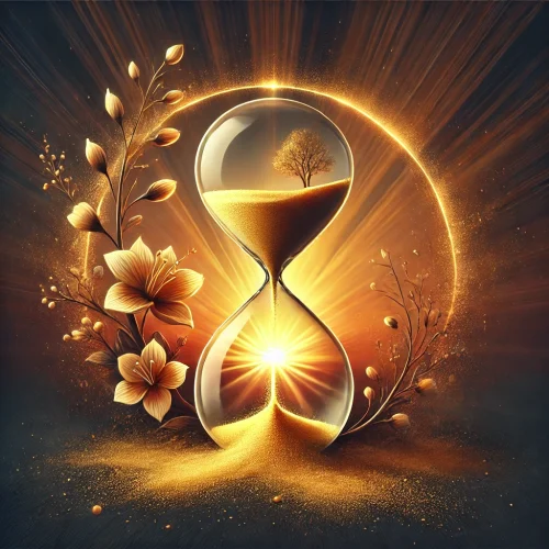 DALL·E 2025-01-26 18.06.58 - A symbolic and conceptual artwork illustrating the passage of time and fleeting opportunities. The image features a sunrise transitioning into a sunse